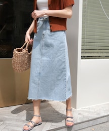 DHOLIC | バックボタンAラインデニムスカート(デニムスカート)
