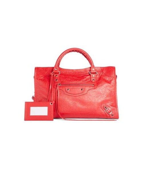 BALENCIAGA（バレンシアガ）の「Balenciaga Classic City AJ Logo Strap Leather Tote（トートバッグ・レディース・Black/Red・One Size）」の2枚目の写真