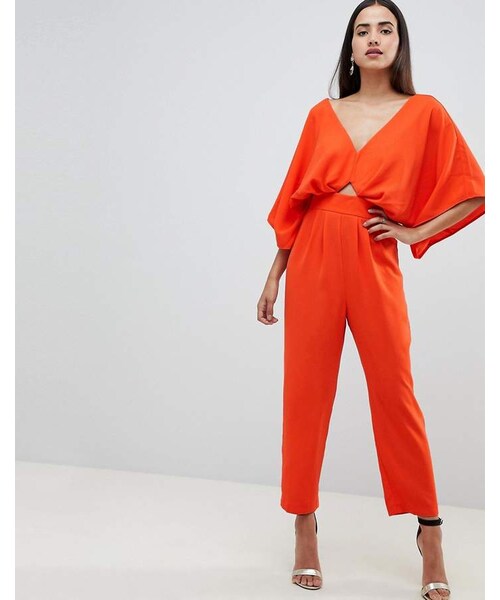 asos design jumpsuit with kimono sleeve and peg leg