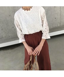 copine | キャンディースリーブ総レースブラウス（2color）【クリックポスト対象商品】(シャツ/ブラウス)