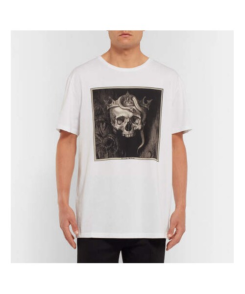 Alexander McQueen（アレキサンダーマックイーン）の「Alexander McQueen Printed Cotton-Jersey T-Shirt（Tシャツ/カットソー・メンズ・White・L/XL/XXL/M/S/XS）」の3枚目の写真