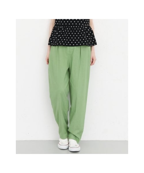 KBF(ケイビーエフ)の「KBF+ リネンクロップドパンツ(パンツ・レディース・LIME/BEIGE/GREEN・one)」の4枚目の写真