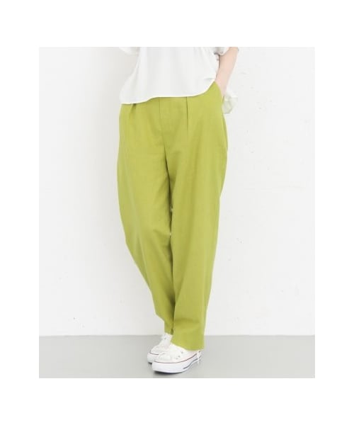KBF(ケイビーエフ)の「KBF+ リネンクロップドパンツ(パンツ・レディース・LIME/BEIGE/GREEN・one)」の5枚目の写真