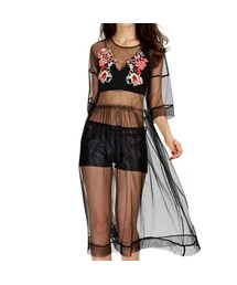 新品 ZARA ザラシアーシースルー チュニック ワンピース 透け感 ZARA ザラ メッシュ Iライン ワンピース ストライプ シアー