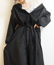 Tiffee SELECT | ソフトブロード生地フロントレースロングガウンワンピース(シャツワンピース)