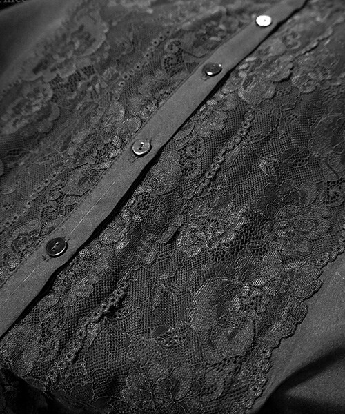 Tiffee SELECT（ティフィーセレクト）の「ソフトブロード生地フロントレースロングガウンワンピース（シャツワンピース・レディース・ホワイト/ブラック・M）」の7枚目の写真