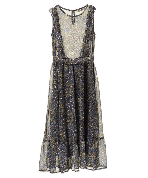 Green　Parks（グリーンパークス）の「WEARS フリルノースリロングワンピース（ワンピース/ドレス・ブラック/ネイビー・F）」の2枚目の写真