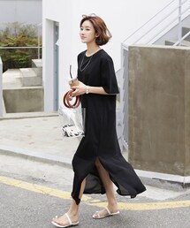 DHOLIC | シフォンヘムロングワンピース(ワンピース)