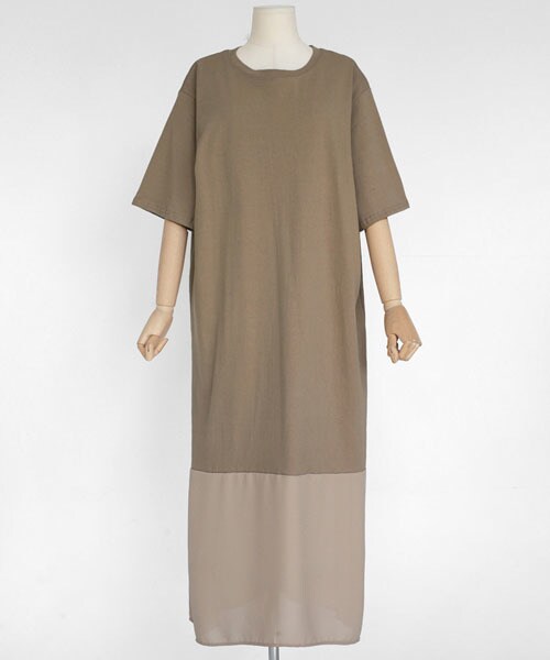 DHOLIC（ディーホリック）の「シフォンヘムロングワンピース（ワンピース・レディース・ブラック/ベージュ・FREE）」の2枚目の写真