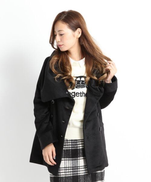 LOWRYS FARM（ローリーズファーム）の「ボリュームネックコート（ジャケット/アウター・レディース・アイボリー/ブラック/バーガンディー・Ｍ/Ｌ）」の2枚目の写真