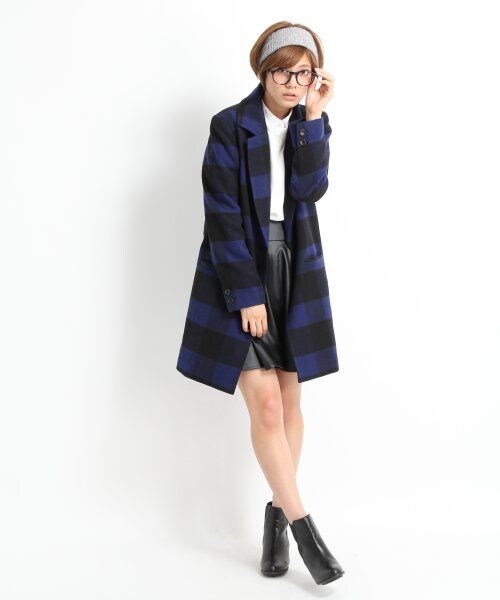 LOWRYS FARM(ローリーズファーム)の「キモウチェックチェスターコート(ジャケット/アウター・レディース・ブルー/ブラック・L/M)」の5枚目の写真