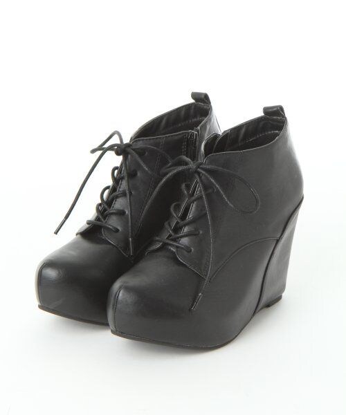 LOWRYS FARM（ローリーズファーム）の「ウェッジレースアップブーツ（シューズ・レディース・ベージュ/ホワイト/ブラックスエード/ブラック・Ｌ/Ｓ/Ｍ）」の5枚目の写真