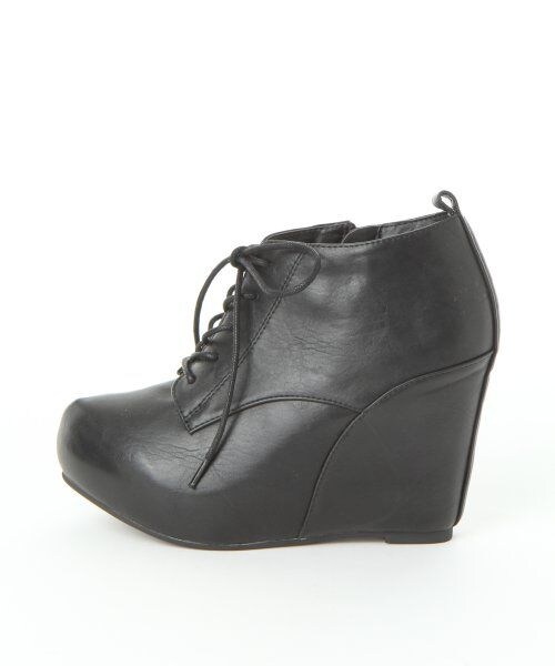 LOWRYS FARM（ローリーズファーム）の「ウェッジレースアップブーツ（シューズ・レディース・ベージュ/ホワイト/ブラックスエード/ブラック・Ｌ/Ｓ/Ｍ）」の6枚目の写真