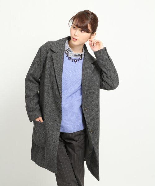 GLOBAL WORK（グローバルワーク）の「ヘリンボンテーラーコート（ジャケット/アウター・レディース・グレー19/ライトグレー15・Ｓ/Ｍ/Ｌ）」の2枚目の写真