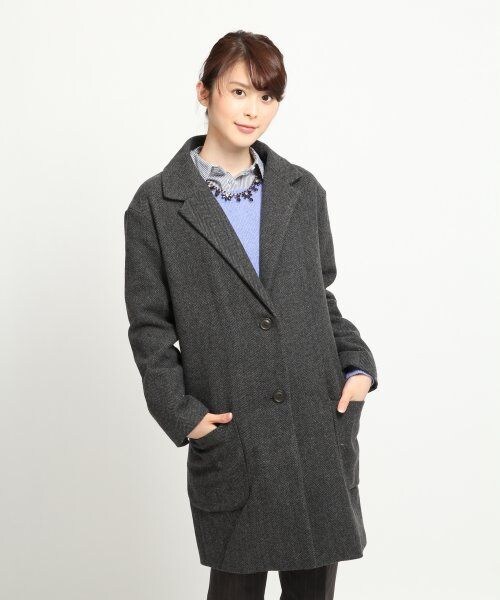 GLOBAL WORK（グローバルワーク）の「ヘリンボンテーラーコート（ジャケット/アウター・レディース・グレー19/ライトグレー15・Ｓ/Ｍ/Ｌ）」の5枚目の写真