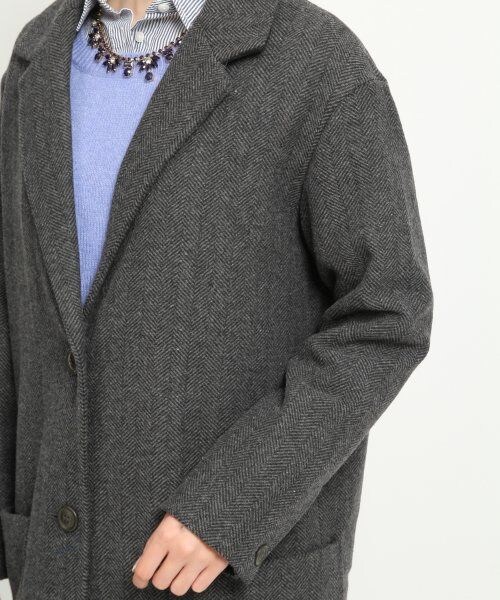 GLOBAL WORK（グローバルワーク）の「ヘリンボンテーラーコート（ジャケット/アウター・レディース・グレー19/ライトグレー15・Ｓ/Ｍ/Ｌ）」の7枚目の写真