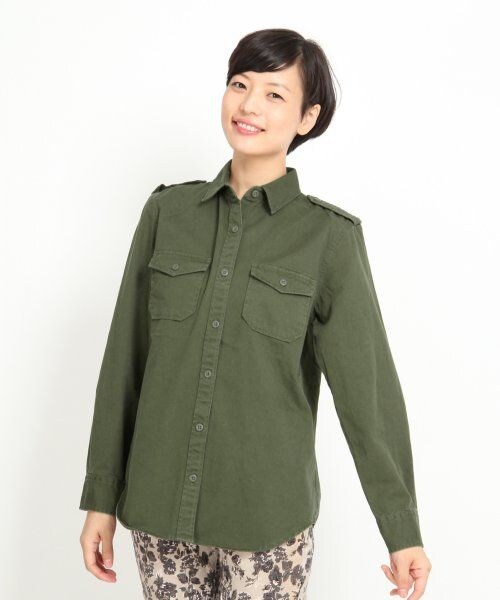 GLOBAL WORK(グローバルワーク)の「ミリタリーシャツジャケット(ジャケット/アウター・レディース・グリーン78・S/L/M)」の1枚目の写真