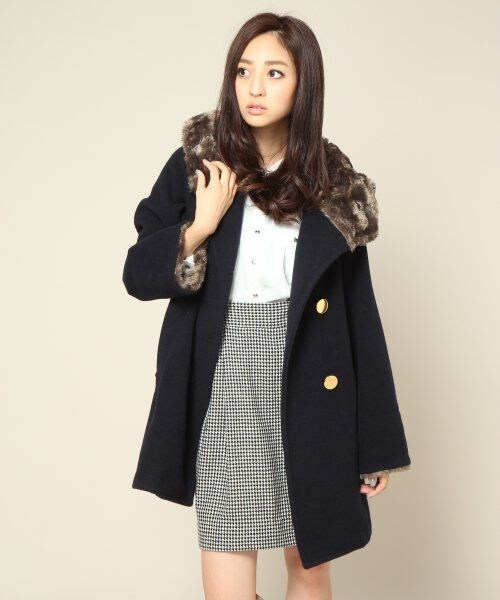 JEANASIS(ジーナシス)の「■限定店舗■BIGフードWコート(ジャケット/アウター・レディース・ベージュ/ブラック/ネイビー・FREE)」の5枚目の写真