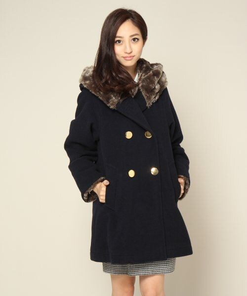 JEANASIS(ジーナシス)の「■限定店舗■BIGフードWコート(ジャケット/アウター・レディース・ベージュ/ブラック/ネイビー・FREE)」の9枚目の写真