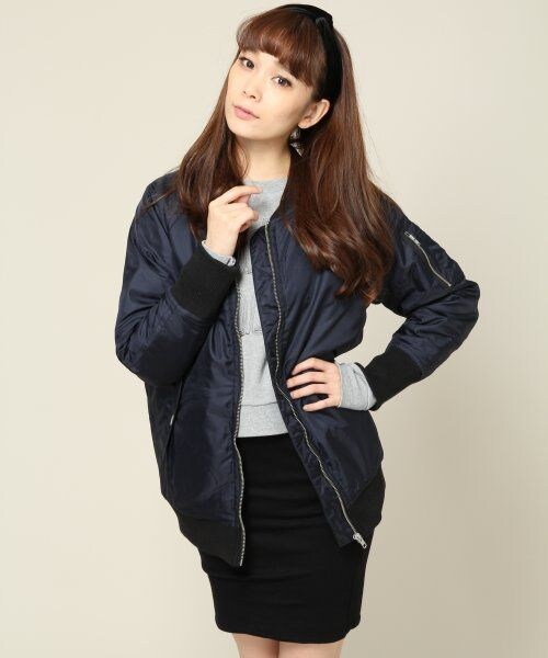 JEANASIS(ジーナシス)の「MA-1(ジャケット/アウター・レディース・カーキ/ネイビー・FREE)」の2枚目の写真