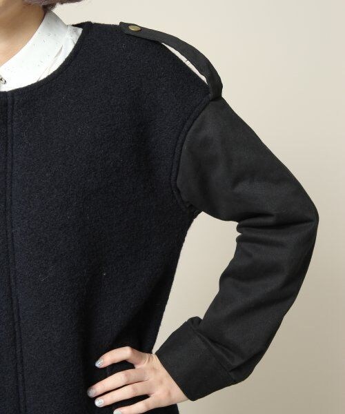 JEANASIS（ジーナシス）の「ミリタリーノーカラーコート（ジャケット/アウター・レディース・カモフラ柄/ネイビー・FREE）」の7枚目の写真