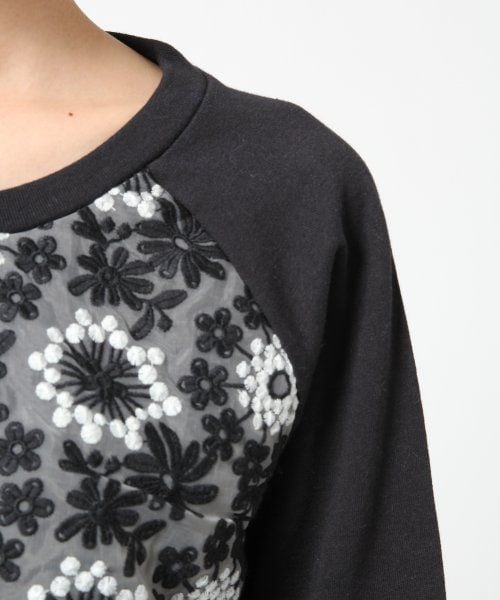 LEPSIM（レプシィム）の「シシュウレースキリカエワンピースロングスリーブ２（ワンピース/ドレス・レディース・ブラック/グレー・Ｌ/Ｍ）」の8枚目の写真