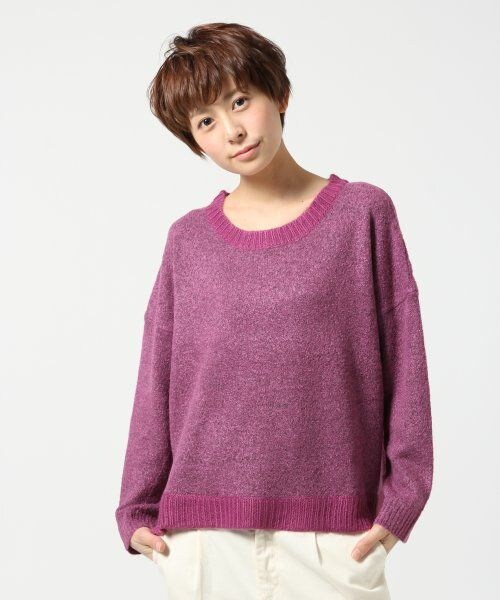 LEPSIM（レプシィム）の「７ゲージブークレクループルオーバー（トップス・レディース・グリーン/ミディアムバイオレットレッド/ブラック/グレー×ベージュ/トップグレー・ＦREE SIZE）」の5枚目の写真