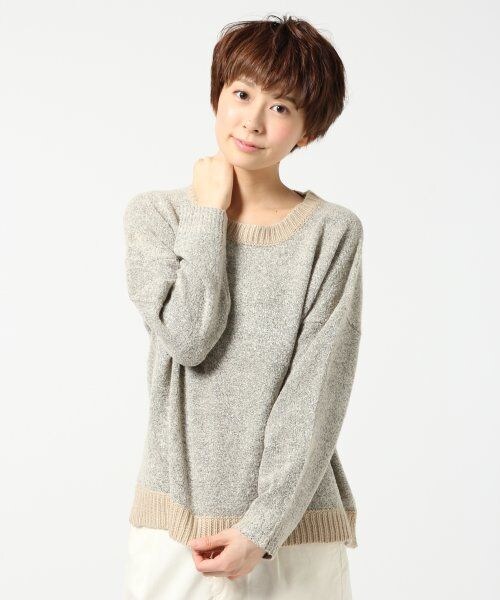 LEPSIM（レプシィム）の「７ゲージブークレクループルオーバー（トップス・レディース・グリーン/ミディアムバイオレットレッド/ブラック/グレー×ベージュ/トップグレー・ＦREE SIZE）」の3枚目の写真