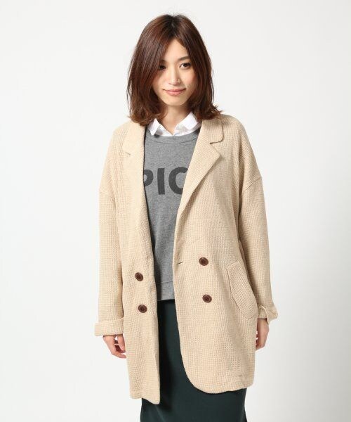 LEPSIM（レプシィム）の「ＭＩＸルーズロングテーラードジャケット（ジャケット/アウター・レディース・ベージュ/グレー/シロクロMIX・ＦREE SIZE）」の3枚目の写真