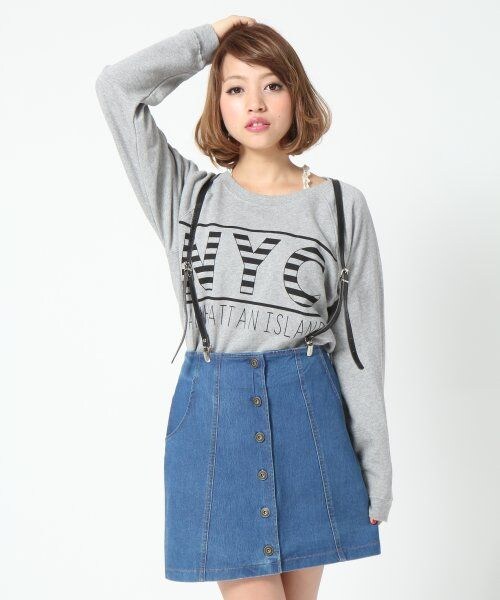 Heather(ヘザー)の「Fボタンタイトスカート(スカート・レディース・ブラック/ブルー/ネイビー・S/M)」の4枚目の写真