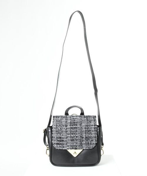 Heather（ヘザー）の「カギツキ２ＷＡＹＢＡＧ（バッグ・レディース・ツイード/ブラック/ホワイト/ラベンダー・ONE SIZE）」の4枚目の写真