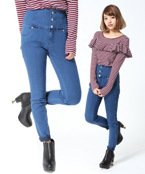 Heather（ヘザー）の「バラエティースキニー（パンツ・レディース・グレー（バイカー）/ホワイト/ブラック（ハイウエスト）/ネイビー（ハイウエスト）/ケミカルブルー（バイカー）・Ｍ/Ｓ）」の4枚目の写真