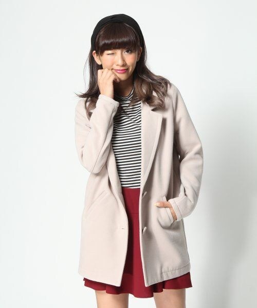 Heather(ヘザー)の「フェイクカシミアテーラーコート(ジャケット/アウター・レディース・キャメル/ライトグレー/ティールブルー・FREE)」の1枚目の写真