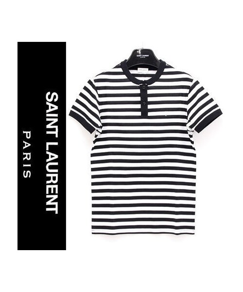 Saint Laurent （サンローラン）の「【6】 サンローランパリ 新品本物 ボーダー 半袖 ポロシャツ S（Tシャツ/カットソー
