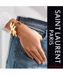 【SAINT LAURENT】ゴールド＆シルバートーン カフ バングル サンローラン SAINT LAURENT ブレスレット バングル メタル製