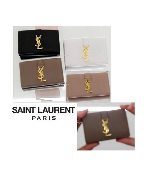 Saint Laurent サンローラン の 新色 ３色 国内発送すぐ届く サンローラン Yslミニ財布 Tシャツ カットソー Wear
