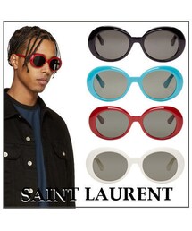 白Tシャツや帽子ジーンズに合う[サンローラン]メタル サングラス WODDYFUNK｜Saint Laurentのサングラスを使ったコーディネート