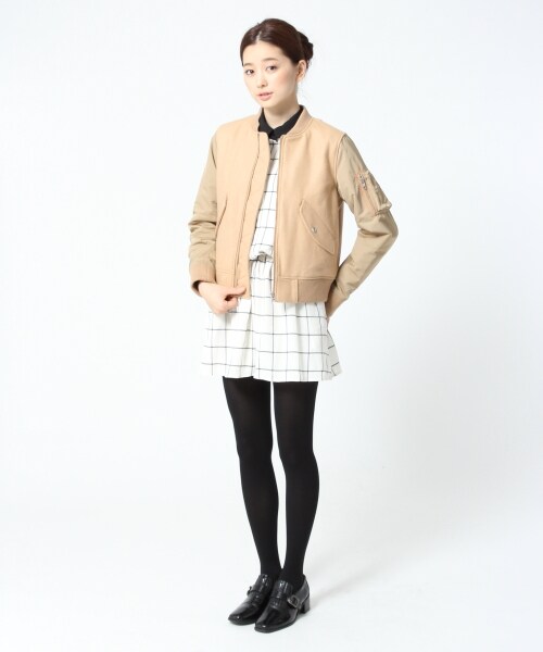 A part by(アパートバイ)の「W/SMEMORY/MA-1(ジャケット/アウター・レディース・ベージュ/ブラック・M/L)」の2枚目の写真