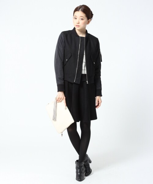 A part by(アパートバイ)の「W/SMEMORY/MA-1(ジャケット/アウター・レディース・ベージュ/ブラック・M/L)」の1枚目の写真