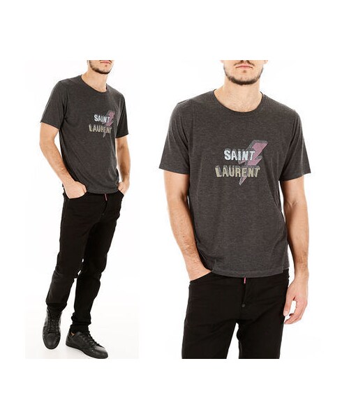 Saint Laurent サンローラン の Saint Laurent ライトニングボルトプリント付きtシャツ Tシャツ カットソー Wear