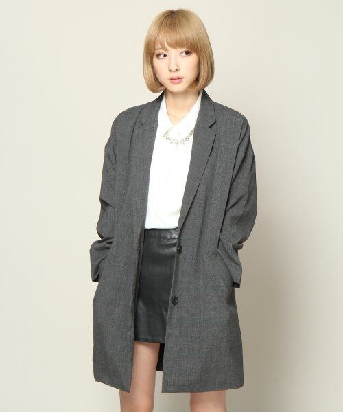 HARE（ハレ）の「ドロップショルダーテーラーコート（ジャケット/アウター・レディース・グレー/ダークグレー/ブラック・FREE SIZE）」の3枚目の写真