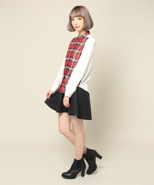 HARE（ハレ）の「フロントチェックシフォンシャツ（トップス・レディース・グリーン/レッド・ＦREE）」の6枚目の写真