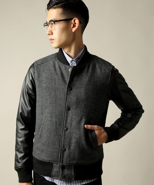 HARE（ハレ）の「ウールスタジャン（ジャケット/アウター・メンズ・ブラック/チャコールグレー/ネイビー・Ｓ/Ｍ/Ｌ）」の2枚目の写真