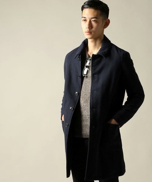 HARE（ハレ）の「ウールステンカラーコート（ジャケット/アウター・メンズ・ボルドー/ネイビー・Ｓ/Ｍ）」の2枚目の写真