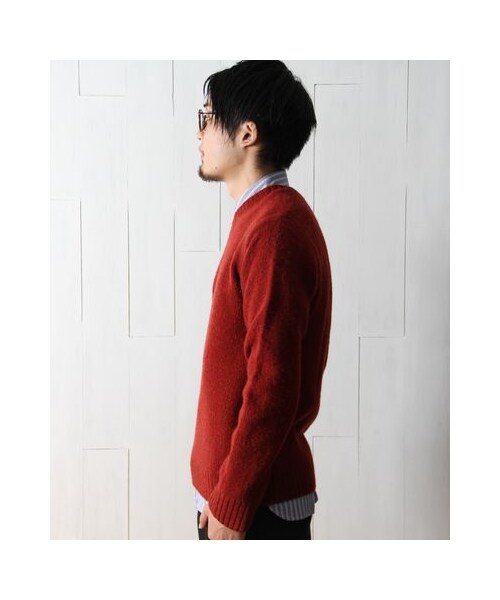 HARE（ハレ）の「シェットランドニットプルオーバー（トップス・メンズ・オフホワイト/キャメル/レッド/ボルドー/グレー/エメラルド・Ｓ/Ｍ/Ｌ）」の7枚目の写真