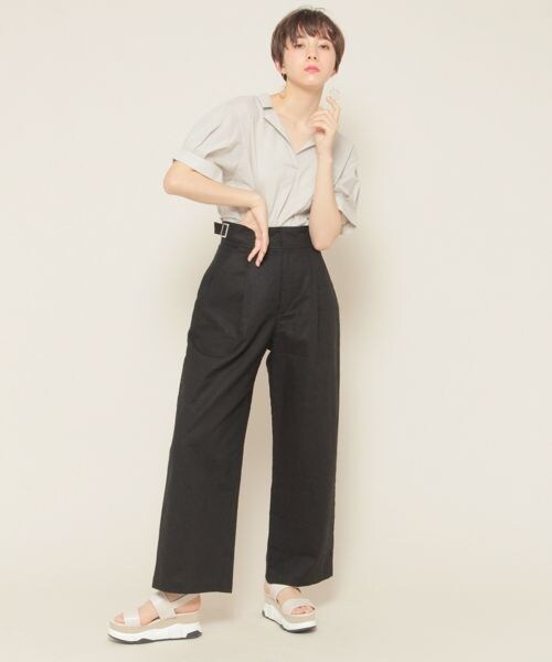 PAGEBOY（ページボーイ）の「麻混グルカパンツ（パンツ・アイボリー/ブラック/ベージュ）」の6枚目の写真