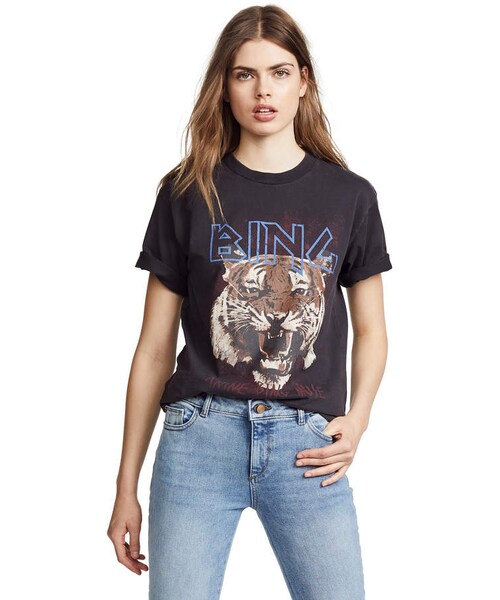 【新品タグ付】ANINE BING アニービン　TIGER　Tシャツ Anine Bing Tiger T-Shirt in Black - Black White Denim