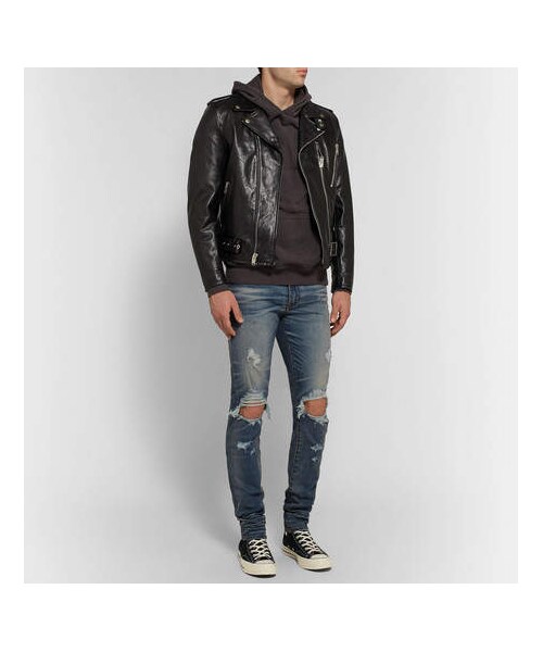 AMIRI（アミリ）の「AMIRI Thrasher Skinny-Fit Distressed Stretch-Denim Jeans（デニムパンツ・メンズ・Blue・29/28/30/38/31/34/33/36/32）」の2枚目の写真