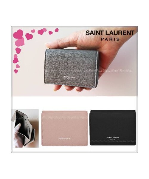 Saint Laurent サンローラン の Saint Laurent サンローラン シンプル 手の平サイズ ミニ財布 銀ロゴ 並行輸入品 財布 Wear