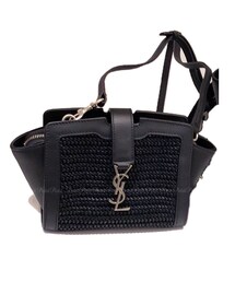 Saint Laurent ラフィア ミニ バッグ ブラック【注目商品】★ ミニMANON (ラフィア／エイジドベジタブルタンニンレザー